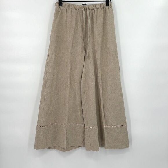 CARBON38 Womens Tan Linen Wide Leg Pants Size XS - Picture 2 of 13